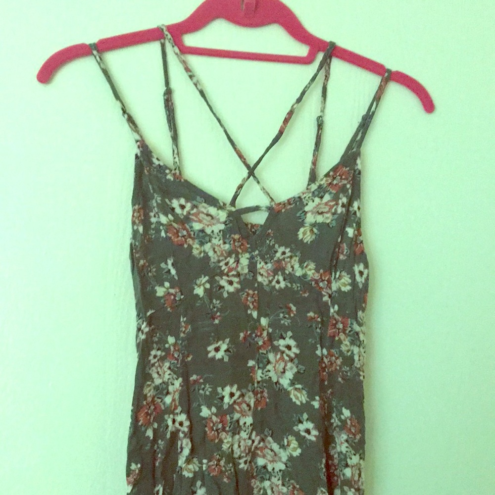 American Eagle Green Floral Light Dress